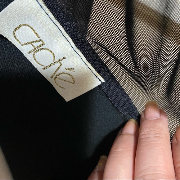 Vintage 80’s Caché Gold Embellished SheerArm Dress - Picture 13 of 13